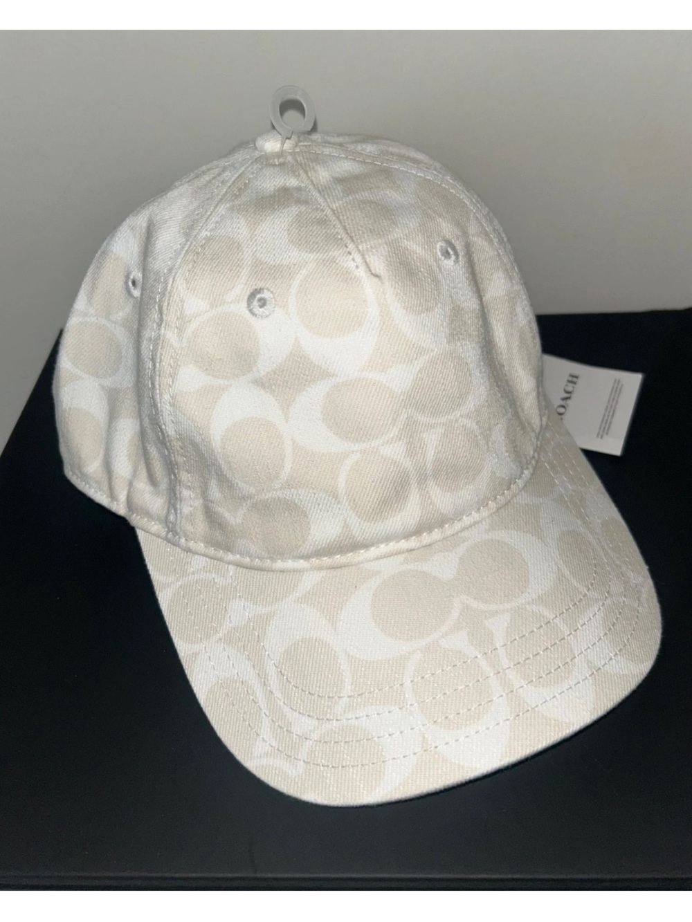 NEW ! COACH Signature C Denim Baseball Hat in Chalk White Size XS/S